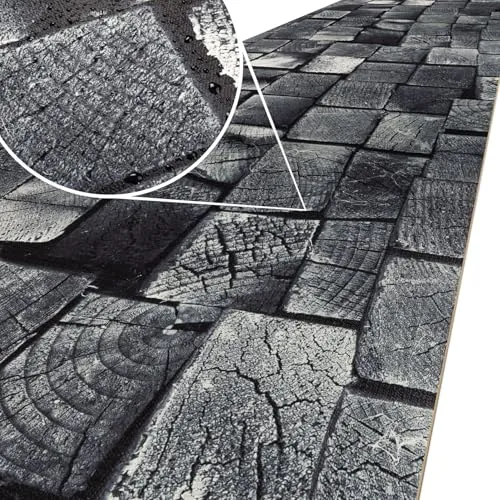 ANRO Küchenläufer Küchenteppich rutschfest Teppich Läufer Küche pflegleicht Teppichläufer Flur abwaschbar 260 x 52 cm Holz Anthrazit