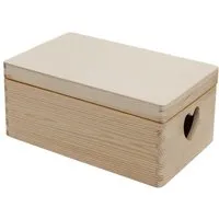 HolzFee Dekorative Kiste Holz mit Grifflöcher in Herzform 30 x 20 x 13 cm