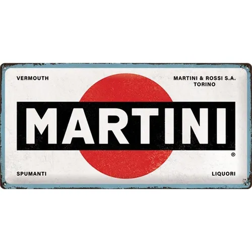 Nostalgic-Art Metallschild Martini Logo White 25 x 50cm - Sonstige Wanddekoration, nostalgisches Blechschild mit glänzender, gewölbter Oberfläche und prägnantem Martini-Logo für stilvolle Akzente in jedem Raum.
