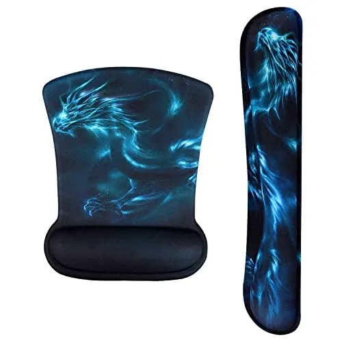 AOKSUNOVA Ergonomische Mauspad mit Handballenauflage Handgelenkauflage für Maus und Tastatur Mauspad Handgelenkstütze Set