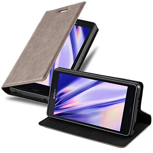 Cadorabo Hülle kompatibel mit Sony Xperia Z3 COMPACT aus Premium Kunst Leder Flip Klappbare Stoßfeste Magnetische [Standfunktion] [Kartenfächern] Cover Hülle für Sony Xperia Z3 COMPACT Tasche in Braun