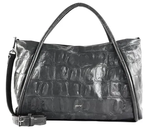 Abro Handtasche Shopper Willow - Elegante Leder-Umhängetasche in Dark Gray - Handtaschen aus echtem Leder, stilvolle Krokolederoptik, abnehmbarer und verstellbarer Schulterriemen für optimalen Tragekomfort.