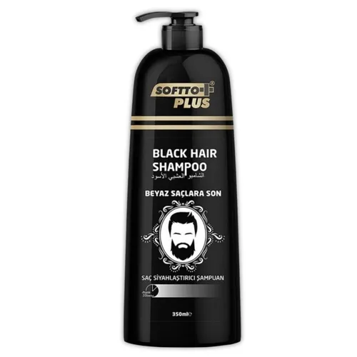 Softto+ Plus Black Hair Shampoo, Abdeckung weißer & grauer Haare in 10 Minuten, keine Flecken, inkl. Handschuhe, for Men, 350 ml Inhalt