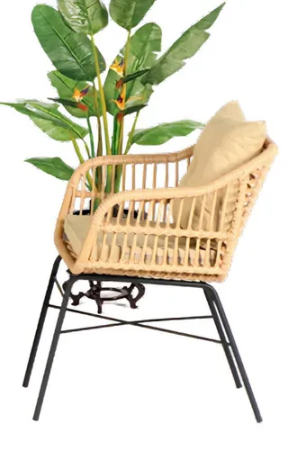 GartenMöbel Set 3tlg - Moderne Sofagarnitur für Terrasse - 3-teiliges Lounge Set aus Metall und Rattan in Beige, ideal für entspannte Stunden im Freien. Inklusive Sofa, Sessel und Couchtisch. Perfekt für bis zu 3 Personen!