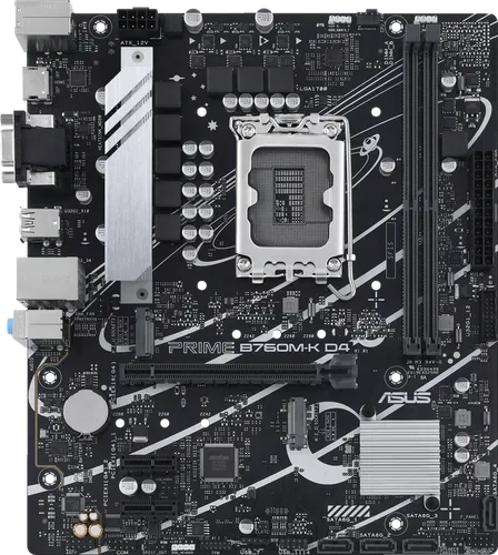 ASUS PRIME B760M-K D4 Gaming Mainboard - Intel LGA 1700, mATX, DDR4, ultraschnelle PCIe 4.0 Konnektivität, beeindruckende Aura Sync RGB-Beleuchtung für optimales Gaming-Erlebnis
