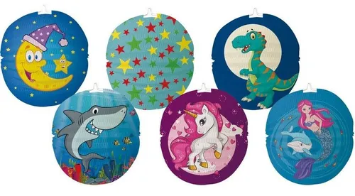 Kinder Lampion Ballonlaterne 24cm 1 Stück diverse Farben / Motive Stylex 10840