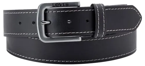 Levi's Herren Loire Gürtel, Regular Black, 90 cm - Herren-Gürtel aus 100 % Vollkornleder, unterstützt umweltfreundliche Gerbereien mit edlem Kantenstich für langlebige Qualität