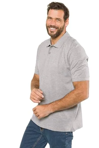 JP 1880 Herren Poloshirt L-8XL grau Melange - Poloshirt für Herren in Übergrößen bis 10XL, aus atmungsaktivem Piqué mit sportivem Polokragen - ideal für Komfort und Stil.