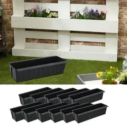 Pflanzkasten gewellt 12er Set für Europalette - 37x9,5x13,5cm - Schwarz - Praktisches 12er Set Pflanzkästen aus robustem Kunststoff, ideal für Europaletten. Wetterbeständig und stabil, perfekt für Blumen, Kräuter und Früchte. Einfache Handhabung durch Griffmulden!