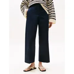 Tommy Hilfiger Cotton Wide Leg Ankle Chino Pant - Stilvolle Damen-Chinohose in Dunkelblau, weit geschnitten für optimalen Komfort. Ideal für entspannte Tage in der Natur oder beim Stadtbummel, aus pflegeleichtem Webstoff gefertigt.