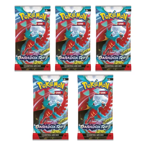 Pokémon Scarlet & Violet Paradox Rift 5x Booster - NEU! - TCG OVP Packs mit 5 Boostern, ideal für Sammler und Spieler ab 6 Jahren, entdecke die neuen Karten der Paradox Rift Edition!