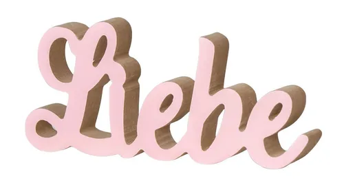 Levandeo® Deko-Schriftzug, Schriftzug Liebe L22cm Pastell Rosa Holz Tischdeko Deko Aufsteller