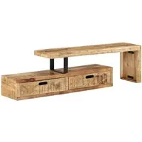 vidaXL TV-Schrank Massivholz Mango - TV-Halterungen aus massivem Mangoholz im Antik-Stil, einzigartig durch die natürliche Holzmaserung und bietet reichlich Stauraum für deine Medien und Deko.