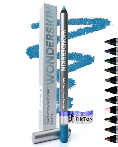 Wonderskin 1440 Longwear Blauer Eyer Liner-Stift – Wasserfester, spitzbarer und wischfester Kajalstift in Blau (Aqua)