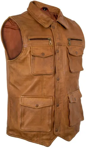 MDM Lederweste Herren Freizeit Lederweste aus echtem Lamm Nappa Leder