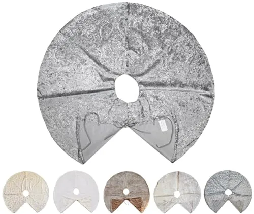 JACK Kuschlige Christbaumdecke Rund Ø 90cm Weihnachtsbaumdecke Weihnachtsbaum Decke Tannenbaum Unterlage, Farbe:Silber/Ornamente