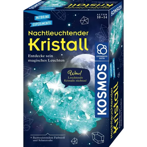 KOSMOS 658007 Nachtleuchtender Kristall - Experimentierkasten für Kinder ab 10 Jahren, zauberhaft leuchtende Kristalle selbst züchten und entdecken