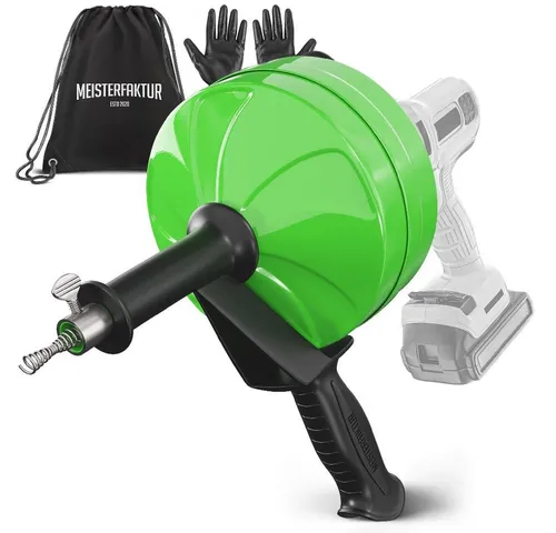 Meisterfaktur Rohrreinigungsspirale [7,5M] - mit Bohraufsatz - Ideale Abflussspirale (7,5M - 0,64CM), L: 750 cm