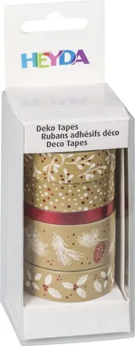Heyda Bastelfilz Deko-Tape Natur rot/weiß - 5 Rollen - Kreatives Deko-Tape in rot/weiß für vielseitige Bastelprojekte. Ideal für Scrapbooking und zum Verzieren von Geschenken. Hohe Qualität für perfekte Ergebnisse! 6 Stück pro Packung.
