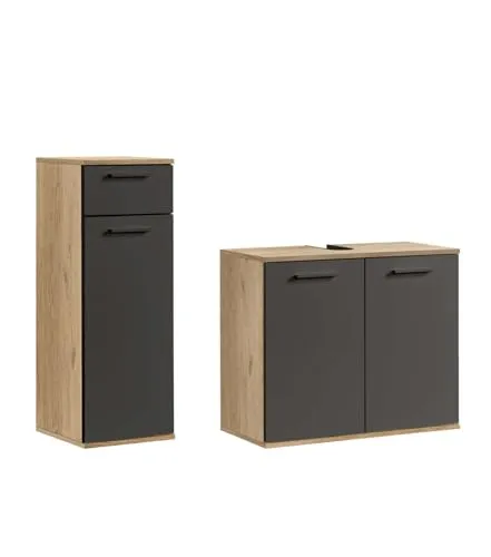 mokebo Badmöbel-Set Der Steuermann, (2-teilig), Unterschrank & Spiegelschrank in Weiß - Badmöbel-Set mit modernem Design, hochwertige Materialien und viel Stauraum für Handtücher & Kosmetika, direkt zu dir nach Hause geliefert.