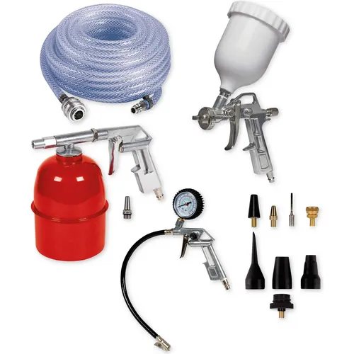 Einhell 13-tlg. Druckluftset - Kompressor-Zubehör für 8 bar - Kompressoren Set mit Sprühpistole, Adapter-Set und Reifenfüller, ideal für vielfältige Anwendungen und hohe Langlebigkeit.