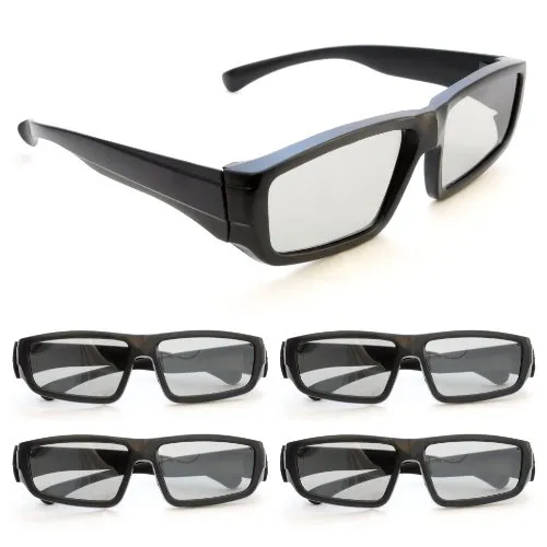 Ganzoo 4er Set 3D-Brille für Passive 3D TVs, PC-Spiele oder Kino RealD, Passivbrille (zirkular polarisiert) Farbe: schwarz - Marke
