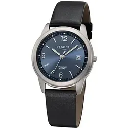 Regent Herrenarmbanduhr Titan F682 - Elegante Herrenarmbanduhr mit präzisem Quarzwerk, blauem Zifferblatt und strapazierfähigem Titan-Gehäuse. Wasserdicht bis 5 bar – ideal für den stilvollen Alltag.
