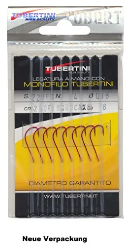 Tubertini S-Haken, 22 rot gebunden Gr. 06/0,18 mm Fluo Carbon