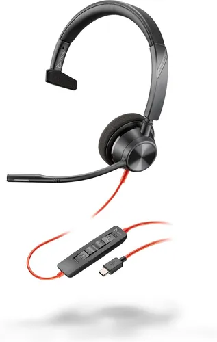 Poly Blackwire 3310 Monaurales Headset - Headset mit Geräuschunterdrückung, ideal für konzentriertes Arbeiten und klare Gespräche im Büro oder Home Office.
