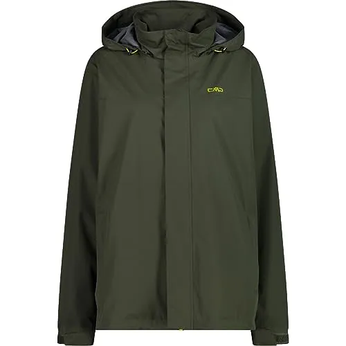 CMP Herrenjacke mit Kapuze und Druckknöpfen - Ölgrün, Größe 50 - Funktionsjacke mit Clima Protect für Wasserdichtigkeit (WP 10.000) und Atmungsaktivität (MVP 4.000). Kompakt verstaubar, ideal für Outdoor-Aktivitäten.