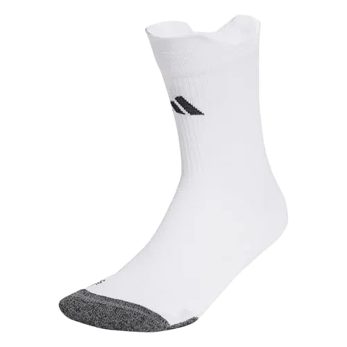 adidas Unisex Football Cushioned Performance Crew Socks, white/black, 10.5-12.5
