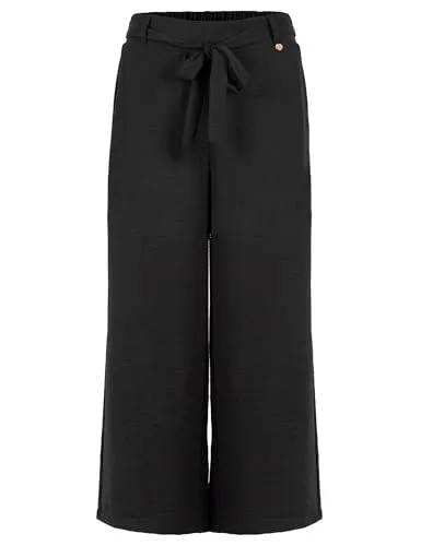 ROADSIGN Australia Damen Culotte Freizeithose mit Gürtel schwarz, 2XL - Bequeme Palazzo-Hose für Damen mit weitem Bein, ideal für Freizeit und Sport. Vielseitig kombinierbar und ausgestattet mit Gürtel sowie praktischen Taschen für einen lässigen Look.