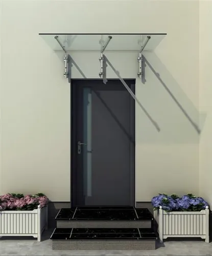 BuyLando-Shop Vordach aus Verbundsicherheitsglas 250x90cm - Elegantes Glasvordach für Ihre Haustür. Mit stabilen Edelstahlhaltern und verschiedenen Trägeroptionen für eine individuelle Gestaltung. Ideal für eine stilvolle Fassade.
