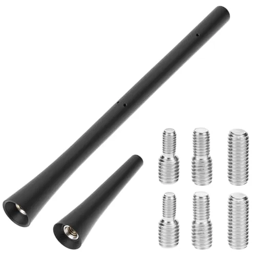 QWORK® 2 Stück Universal Autoantennenmast, 6.5 cm & 17.5 cm Kurze Antenne mit 6 Schrauben, AM/FM/DAB-Dachantennenmast für optimalen AM/FM-Empfang