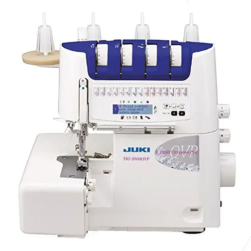 Juki MO 2000 Overlock - Vielseitige Overlockmaschine - Nähmaschinen mit 15 verschiedenen Stichen, LCD Display und Easy Threading System für müheloses Einfädeln. Inklusive GRATIS Overlockbox mit 20 Spulen und Schnittanleitung.