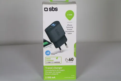 SBS USB-Reiseladegerät mit 2100 mAh schwarz