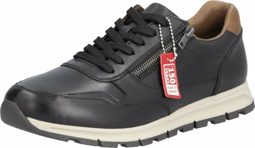 Rieker Herren Sneaker B0504-00 Schwarz Größe 40 - Sneaker für Herren aus hochwertigem Glattleder, mit praktischer Schnürung und Reißverschluss für einfaches An- und Ausziehen. Gepolstertes Wechselfußbett sorgt für hervorragenden Tragekomfort.