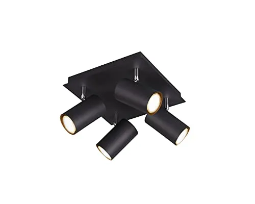 lightling modern Deckenlampe Julie, 4-flammiger Spotbalken, drehbar und schwenkbar, Deckenspot Spot Strahler Spotleiste, schwarz matt Metall, 4 x GU10 max. 35W, 24 x 24 cm