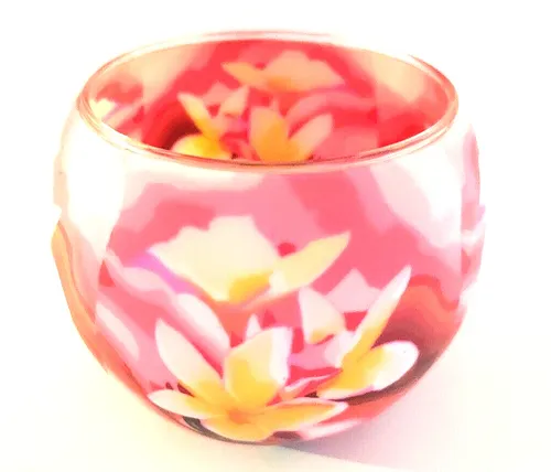 Leuchtglas Magnolie, Windlicht, Teelichthalter, Dekoration, Glas, Kerzenfarm