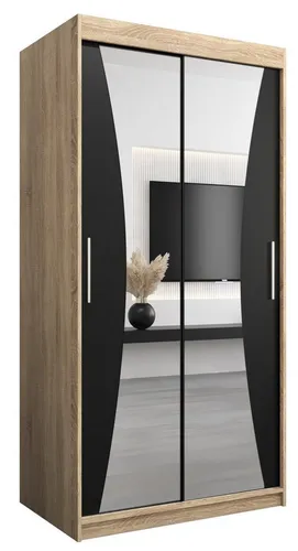 ABIKS MÖBEL Schwebetürenschrank MONACO mit Spiegel und Regalen - Moderner Kleiderschrank mit Schiebetüren und viel Stauraum. Ideal für kleine Räume, bietet er flexible Ablagemöglichkeiten und überzeugt durch langlebige Materialien.