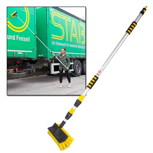 DEMA Teleskop Waschbürste - Flexibel für Auto, LKW, Boot - Reinigungsbürsten mit ausziehbarem Aluminiumstiel von 135-300 cm für schwer erreichbare Stellen. Extra breiter Waschbesen für sanfte und gründliche Reinigung ohne Lackschäden.