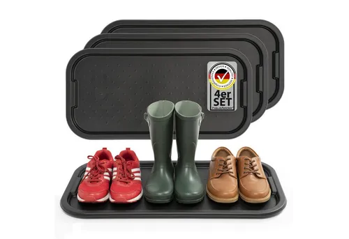 Hausfelder Schuhabtropfschale Schuhablage, Abtropfwanne Schuhe, 4 Stück, 39x79x2 cm (4-tlg), für bis zu 3 Paar Schuhe, strukturierte Oberfläche