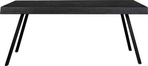 Suri Esstisch 180x90cm Schwarz - Esstisch aus recyceltem Teakholz mit mattschwarzer Oberfläche, robust und nachhaltig, ideal für stilvolle Essbereiche. Maße: 180 x 90 cm, belastbar bis 90 kg.