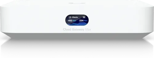 UniFi Cloud Gateway Max weiß - Hochgeschwindigkeits-Gateway - Netzwerkgerät mit 10/100/1000 MBit/s LAN und 2500 MBit/s Gesamtleistung, ideal für schnelles und stabiles Internet in Ihrem Zuhause oder Büro.