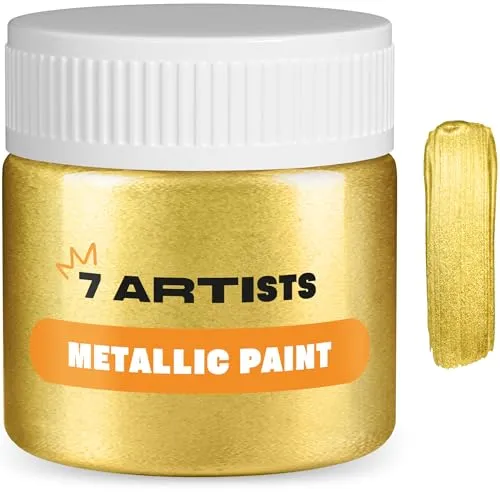 Acrylfarbe Gold Metallic 50 ml – Professionelle Gold Acrylfarbe mit Glitzer Effekt für Basteln & Malen | Goldfarbe für Holz, Leinwand, Ton & Stein | Acrylfarben Metallic Einzeln
