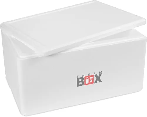 THERM BOX Styroporbox 45W Innen: 53x33x25cm Wand: 3cm Volumen: 45,3L Isolierbox Kühlbox Warmhaltebox Wiederverwendbar