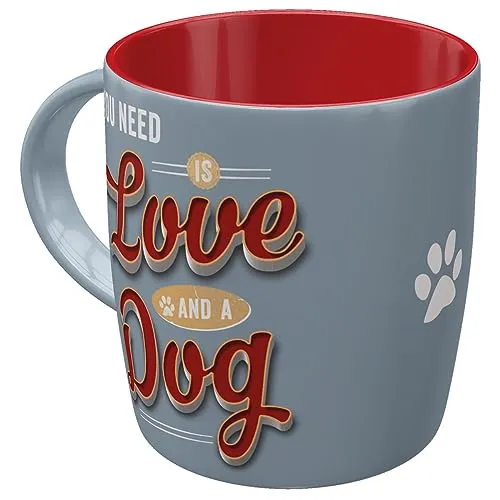 Nostalgic-Art Retro Kaffeebecher, 330 ml, PfotenSchild – Love Dog – Geschenk-Idee für Hunde-Besitzer, Original Lizenzprodukt (OLP), Keramik-Tasse für Kaffee, Vintage Design