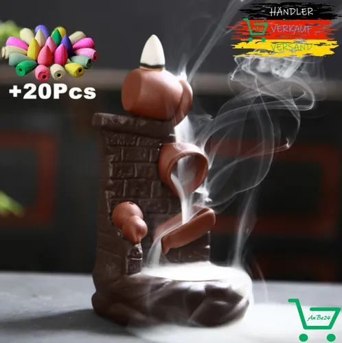 Incense Burner Weihrauchbrenner Rückfluss Yoga Räucherkrüge inkl. Kegel