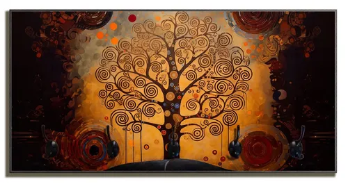 Wallario Garderobenpaneel Baum des Lebens (1-teilig, inkl. Haken und Befestigung), 80x40cmHolz