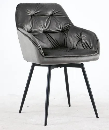 Esszimmerstuhl drehbar KENLY von DESIGNlink Gestell Metall Schwarz / Grau Velvet